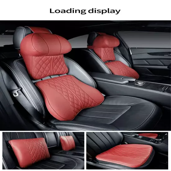 Car Leather Headrest Lumbar Support Car Rest Neck Pillow Waist Back Supports