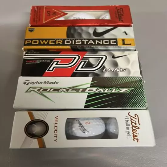 Multi Brand NIB Golf Balls 5 Sleeves Of Titleist, Taylor Made, Nike