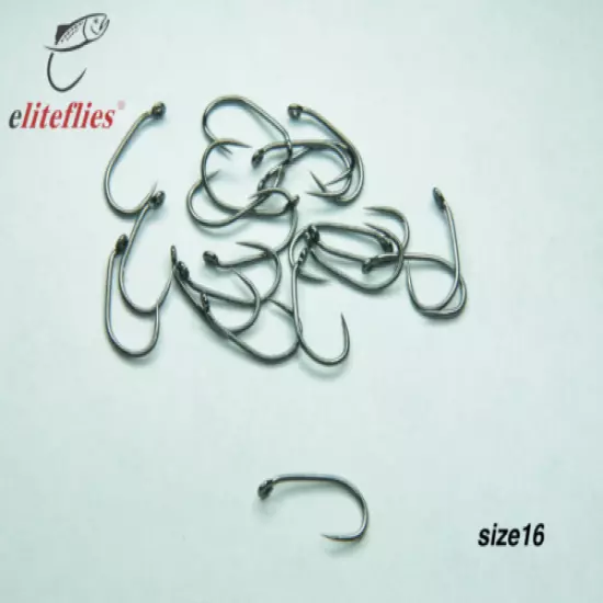 eliteflies Competition Black Nickel Barbless Blob fly hook fishing 16 14 12 10