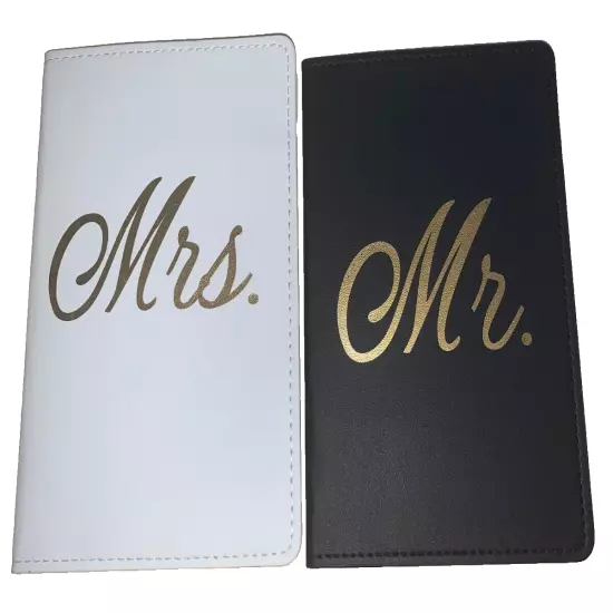 Mr & Mrs Passport Holder White and Black Set.