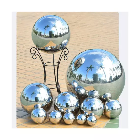 12 inch Diameter Gazing Ball,Silver Stainless Steel Polished Reflective Smoot...