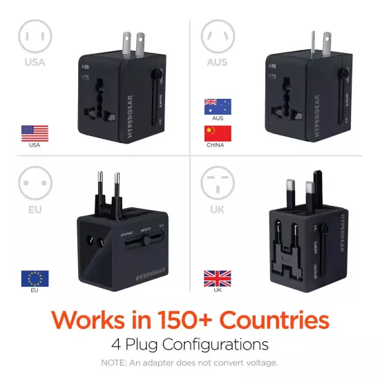 Universal Travel Adapter World Wide Use Multi Plug Charger UK EU AU US USB Ports