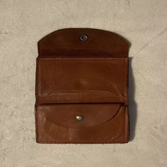 Vintage Buffalo Nickel Leather Bifold Wallet Brown