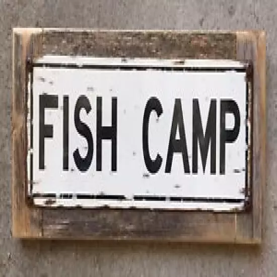 Fish Camp Fishing China Keazr Rangeley Lake Maine Vintage Steel Sign Cabin Decor