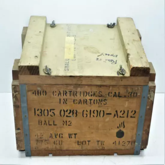 US Small Arms Ammunition 480 Rds 30 Cal Wooden Crate Empty INV15476