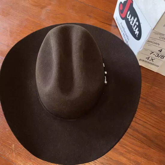 New Justin 4X Cody Brown Cowboy Hat JF0465n BRN - Size 7 3/8