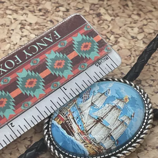 Nautical Ship Pirate Ocean Sailing Bolo Tie Lariat Necklace Wedding Gift Dad Son