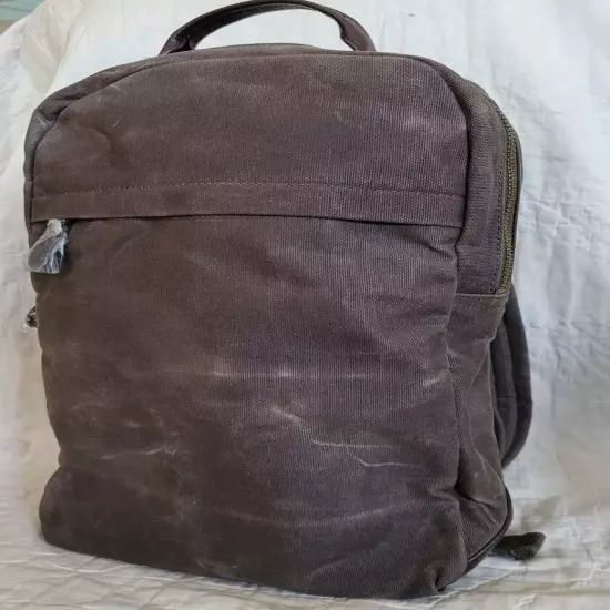 BANANA REPUBLIC Waxed Canvas & Leather Backpack Bag Taupe Brown NWT