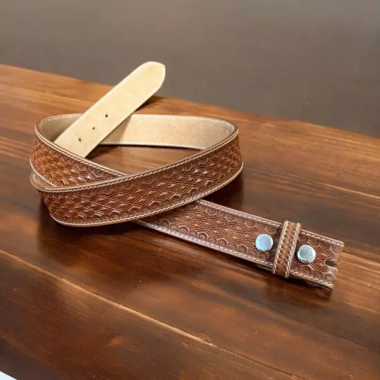 Western Belt Handmade Strap Men's Full Grain Leather No Buckle Cowboy Rodeo Belt