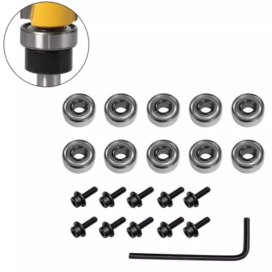 10Pcs Router Bits Top Mounted Ball Bearings Guide For Router Bit Bearing 12.7mm