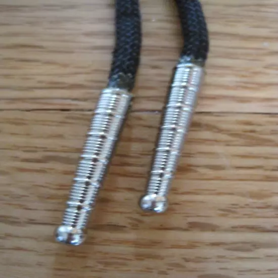 Black Nylon Bolo Tie--Silver Dime