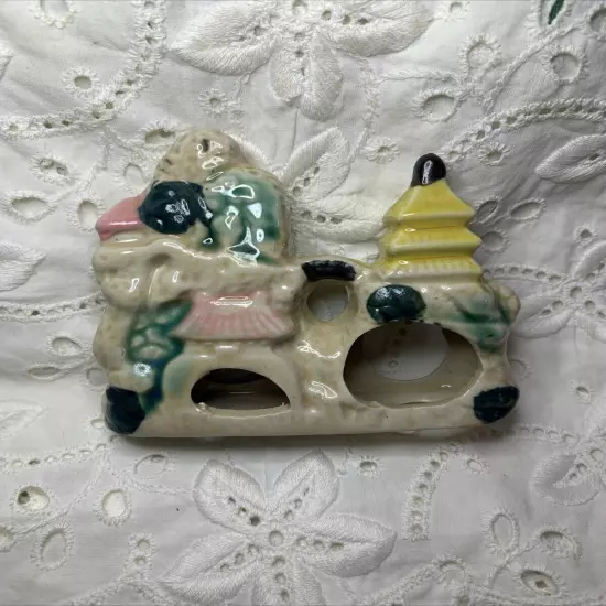 Vintage MCM Japanese Ceramic Aquarium Fish Tank Decoration Pagoda Asian Motif