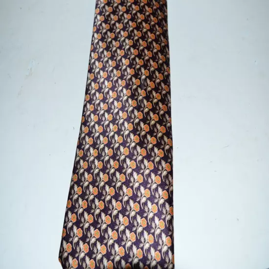 Brioni Purple Orange floral Silk Tie Made in Italy Unique design