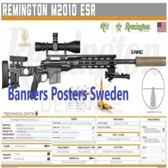 REMINGTON M2010 ESR Banner 3x5ft Poster Rifle Optics Sniper Gun Tactical M557