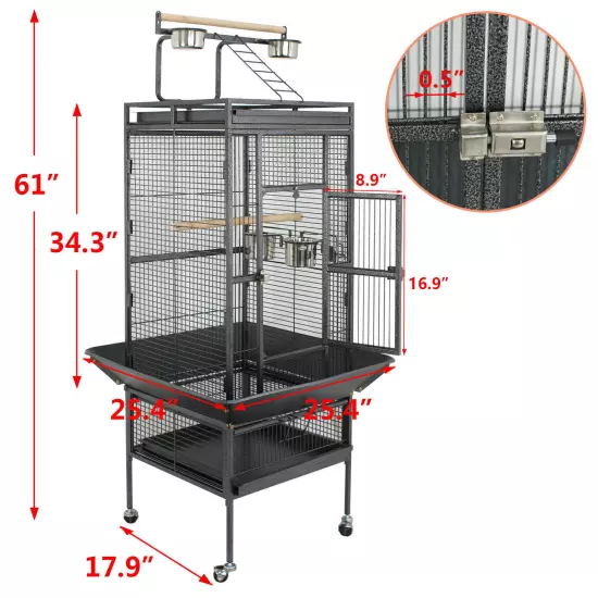 Black/White Bird cage Parrot Macaw Parakeet Cockatiel Cage Multiple Size 