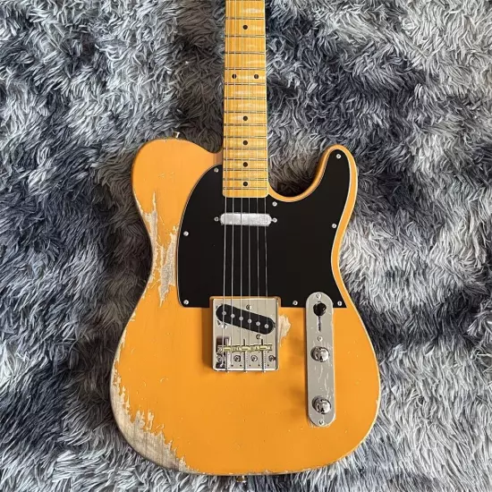 in stock Heavy relic aged orange electric guitar old Telecaster shipping quickly