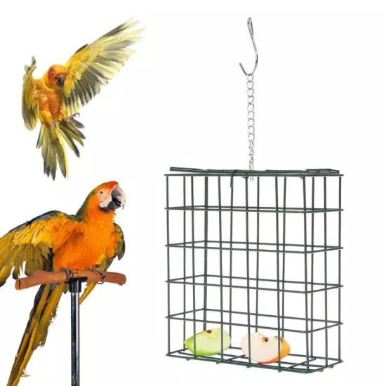 Pet Bird Dispenser Parrot Fruit Container Metal Cube