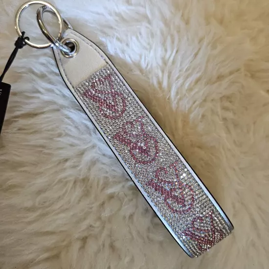 Victoria's Secret rhinestone wristlet strap keychain in Silver 