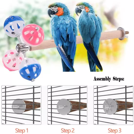 Pepper Wood Bird Perch Toy with Rotating Balls,Bird Stand Toy for Parakeet, N...