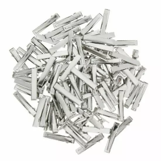 50/100Pcs Silver Single Prong Alligator Metal Clips w/ teeth Hair Bow Clips Bulk