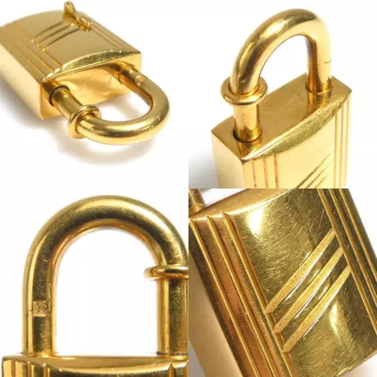 Hermes Authentic Cadena Padlock 1998 ANNEE ARBRE Gold-tone Metal 3.6x2cm No Box