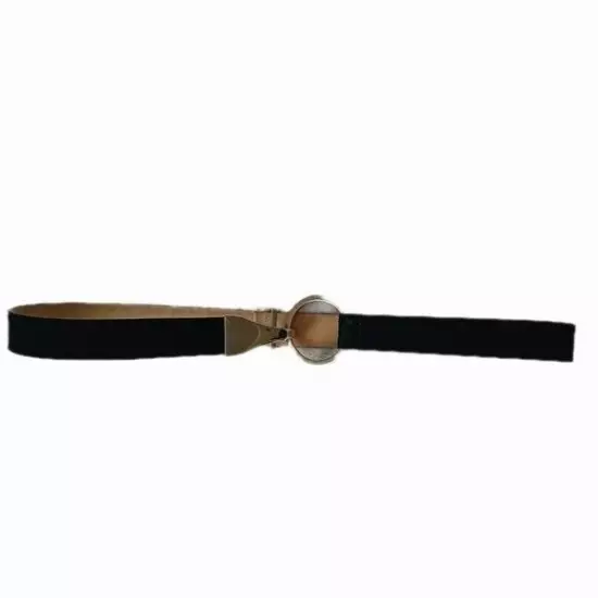 Vintage Cache Italian Leather Suede Belt Small Medium Black Ring Slide Belt