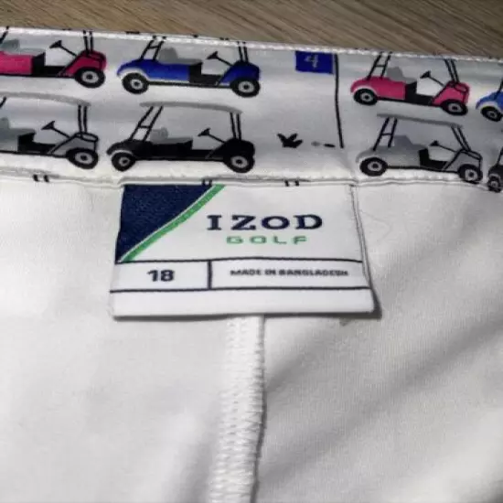 IZOD Goff Skort All Over Golf Carts Multicolored Women Size 18