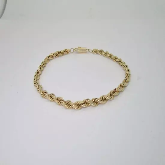 14k Rope Chain Bracelet Polished Solid Gold Smooth Polished Size 8.5 4.2mm B116