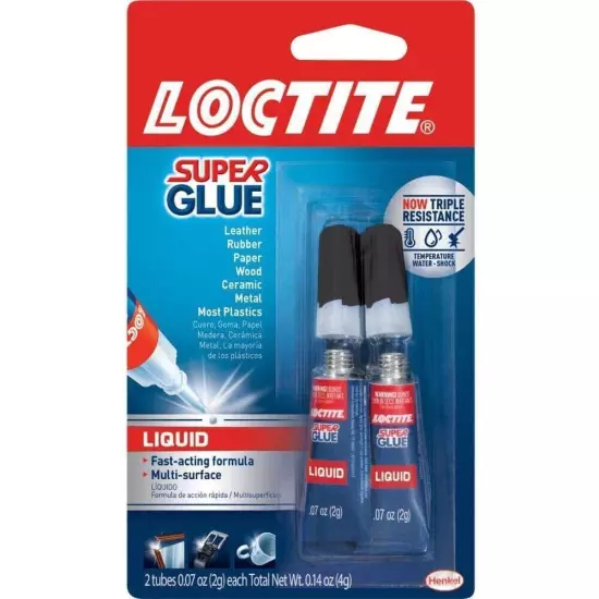 NEW Super Glue 0.07 Oz. Liquid Clear 2 Pack Tubes (Each) High Quality Free Ship