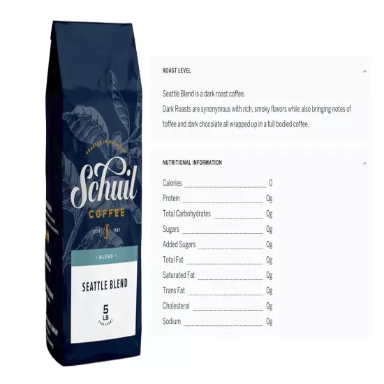 Seattle Blend, Whole Bean Coffee, Premium Roasted Gourmet Coffee Beans, Smooth 