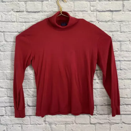 DuoFold Vintage Cotton Turtleneck Long Sleeve Top Red Men’s Large Mohawk NY USA