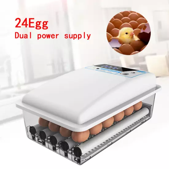 24 Egg Digital Incubator Automatic Turning Hatch Chicken Duck Egg Turner Hatcher