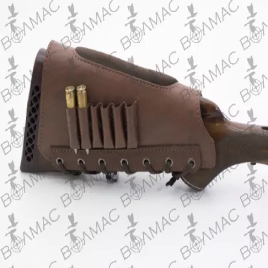 New Leather Rifle Cartridge Holder Ammo Butt stock 6 Pockets.Made in Europe.