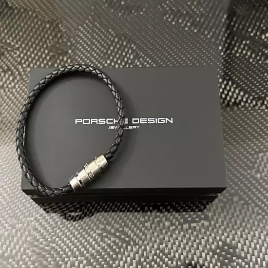 Porsche Design Grooves 2.0 Bracelet Steel Black Leather 21.5 CM 4046901816261