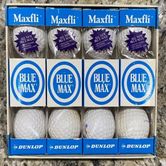 Vintage Maxfli Dunlop BLUE MAX Golf Balls Dozen 12 White New Old Stock NIB