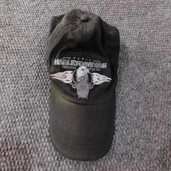 Harley Davidson Hat Cap black strapback sheriff vintage motorcycle eagle