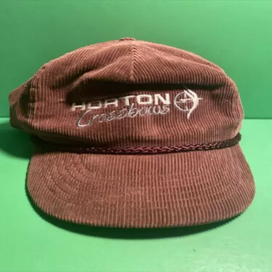 Vintage Horton Crossbows Bow Hunting Brown Corduroy Snapback Hat Cap (b17)