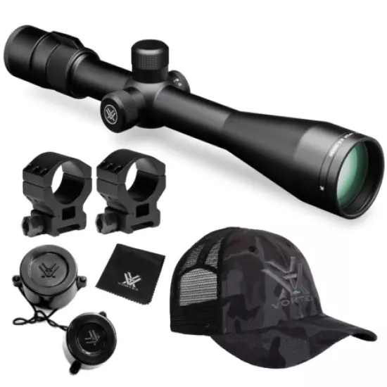 Vortex Optics Viper 6.5-20x50 PA SFP Mil-Dot Riflescope w/ Rings and Hat Bundle