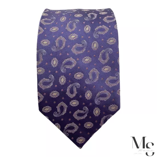 ERMENEGILDO ZEGNA COUTURE PURPLE Paisley Silk Tie In Made Italy W: 3.5" EX COND