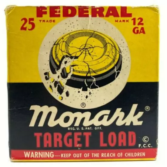 1960's Federal Monark Target Load 12 Ga EMPTY Ammo Box 5694-P