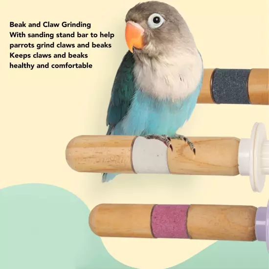 Bird Perch Stick Paw Grinding Wooden Frosted Bar Parrot Standing Stick