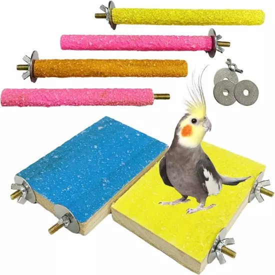 Hamiledyi 6 PCS Bird Perch Stand Toy Wood Parrot Paw 6-PACK, Color random 