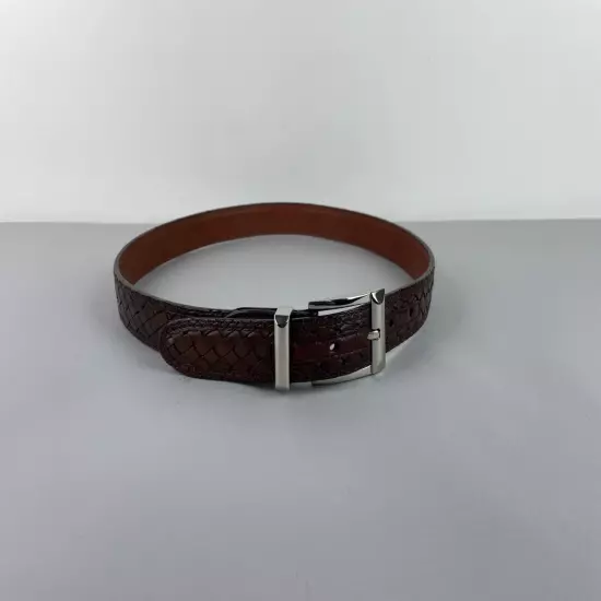 Bragano Brown Leather Belt w/ Metal Buckle Made & Crafted in Canada Size 32