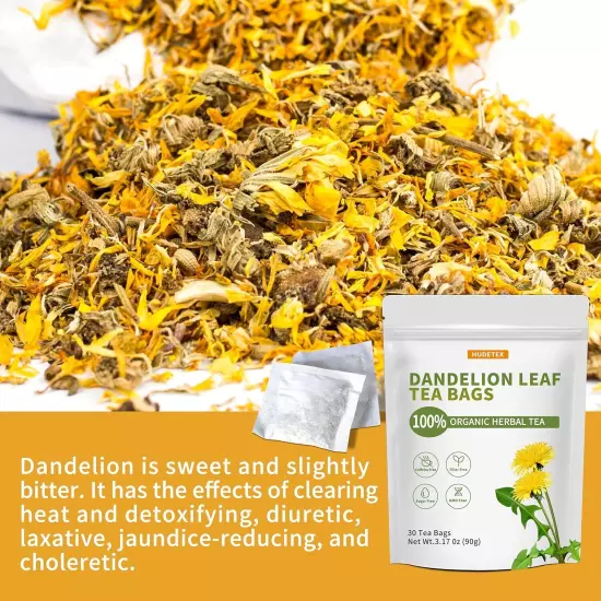 Dandelion Leaf & Root Tea Bags Organic - Supports Kidney & Lung Function, Caffei