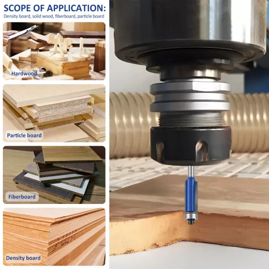 4Pcs 1/4inch Shank Flush Trim Router Bit Set Carbide Top Bearing Wood Cuttingφ