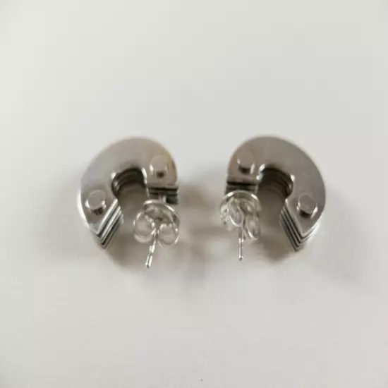 BOTTEGA VENETA Bolt round Sterling silver hoop earrings authentic designer NWT