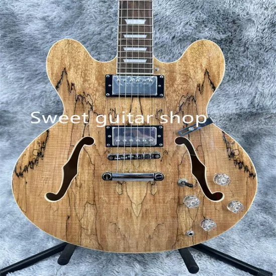 new ES-335 Semi Hollow Natural Electric Guitart 2H Pickup Fixed Bridge Fast Ship