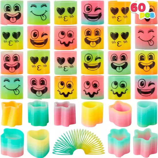 30 Pcs Spring Rainbow Party Favor, Mini Plastic Coil Spring Toy, Fidget Stress C