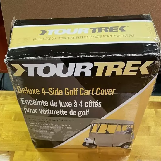 TourTrek 4 Sided Deluxe Golf Cart Cover Waterproof Tan With Bag Heavy Duty NEW