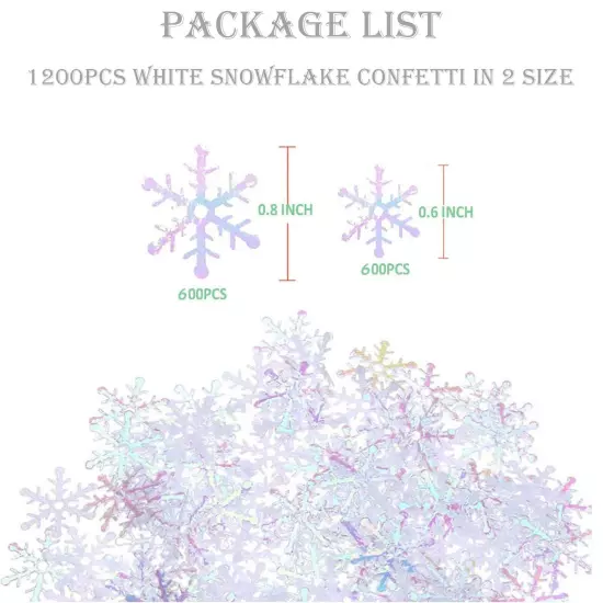 1200Pcs Snowflakes Confetti Decorations for Christmas, White Winter Confetti ...